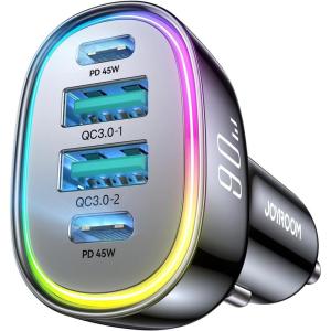 imageJOYROOM Car Charger USB C 90W 4 Port Car Charger Adapter for iPhone 16 Fast Charging Road Trip Essentials Fast Cigarette Lighter Adapter Truck Car Accessories for iPhone1514 Pro Samsung S25S24