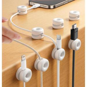image8Pack Cord Organizer JOYROOM Silicone Cable Clips 1s SideSnap Lock Desktop Cable Management Adhesive Phone Charger Wire Keeper for Nightstand Office Workspaces Desk Organization Home AccessoriesWhite
