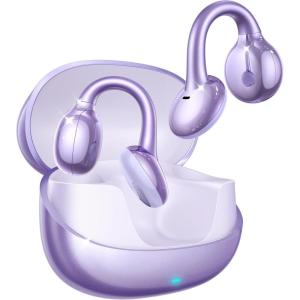 imageJOYROOM OE3 ClipOn Earbuds Wireless Open Ear Earbuds Headphones with Auto LR Recognition Omni Tap Control Immersive Sound and UltraLight 49g Fit Comfortable for Workouts and Daily UseBlackPurple