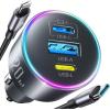 image120W Car Charger USB C PD 100W Type C Car Charger Upgrade UltraCompact iPhone 17 Charger for Car 3Port Cigarette Lighter Adapter for MacBook ProAir
