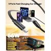 imageJOYROOM Retractable 5 Port 66W USB C Car Charger  Fast Charging for iPhone 161514 Pro Max Samsung S24