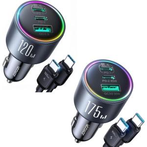imageJOYROOM 120W  175W USB C Car Charger Combo 3Port Fast Charging Car Charger Set with PD100W  PD45W  USB30W Includes USBC Cables Type C for iPhone 1615 Samsung Galaxy iPad Laptop