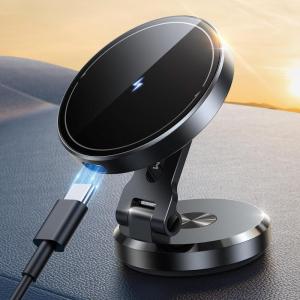 imageJOYROOM for MagSafe Car Mount Charger 15W Fast MagSafe Car Charger with Upgraded Rotating Charging Panel Black
