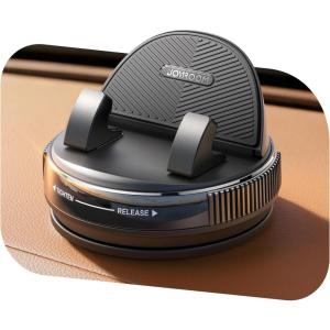 image:imageJOYROOM Car Phone Holder Mount 360 RotationThick Case Friendly Cell Phone Car Mount with Adjustable Spring Clip Universal Dashboard Phone Holder AntiSlip Silicone for iPhone BlackBlack