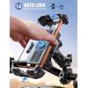 image:imageJOYROOM Motorcycle Phone Mount Holder  Dual Vibration Dampener150mph AntiShock Phone Holder for Motorcycle Metal Extension Handlebar Clamp Bicycle Bike Phone Holder Mount for 477 Cell PhonesBlack