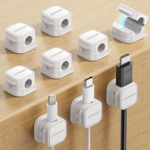 image:image6 Pack Magnetic Cable Clips Cable Smooth Adjustable Cord Holder Under Desk Cable Management JOYROOM Adhesive Wire Holder Keeper Organizer for Home Office Desk Phone Car Wall Desktop NightstandWhite