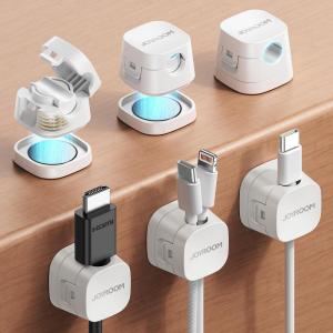 image:imageJOYROOM Detachable Magnetic Cord Organizer wSecure SnapLock 2in1 Adhesiveamp Magnetic Cable Clips AutoFit Spring Management for 158mm Cables Under Desk Nightstand Home Office Car Wire Keeper