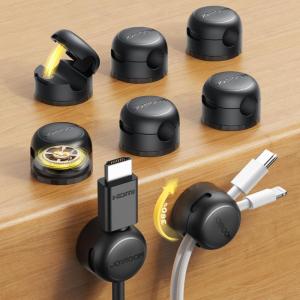 image:image8 Pack JOYROOM Magnetic Cable Clips Organizer Cord 360 Rotatable Wire Keeper Holder with Strong Adhesive Nightstand Desk Cable Management Phone Charger Holder for Car Wall Home Office Accessories