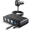 image:imageJOYROOM 227W Dual Retractable Car Charger  for iPhone 17Samsung Independent Switches Cigarette Lighter Adapter for Car Devices