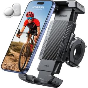 image:imageJOYROOM Bike Phone Holder Hidden Tracker Storage Phone Holder for Bike 1S Auto Lock Motorcycle Phone Mount for Bike Bicycle Ebike Accessories Handlebar Phone Mount for All 5872 Cell PhonesBlack