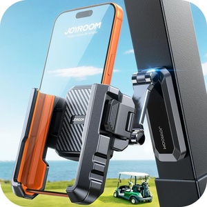image:imageUpgraded DoubleFold Golf Cart Phone Holder Mount 1s LockRelease Magnetic Golf Phone Caddy Golf Cart Accessories Compatible with iPhone Galaxy Samsung 477 Phones for EZGO Club Car YamahaBlack  Orange