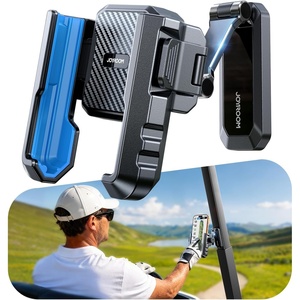 image:imageUpgraded DoubleFold Golf Cart Phone Holder Mount 1s LockRelease Magnetic Golf Phone Caddy Golf Cart Accessories Compatible with iPhone Galaxy Samsung 477 Phones for EZGO Club Car YamahaBlack  Blue
