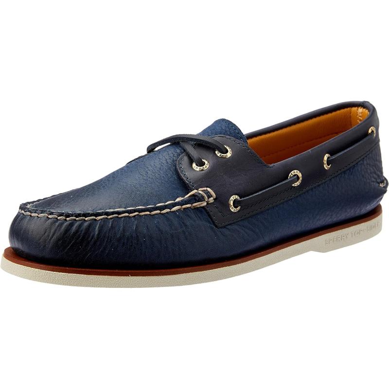 Sperry Authentic 2 Eye – Scarpa Da Barca Uomo – Pelle Pieno Fiore – Blu Navy – Taglia 42 – Suola Wave-Siping