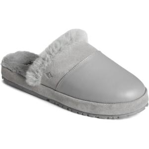 imageSperry Womens Cape May Mule Slipper  Cow Suede Slippers Featuring FullGrain Leather Upper Rubber Outsole and Faux Fur LiningGrey