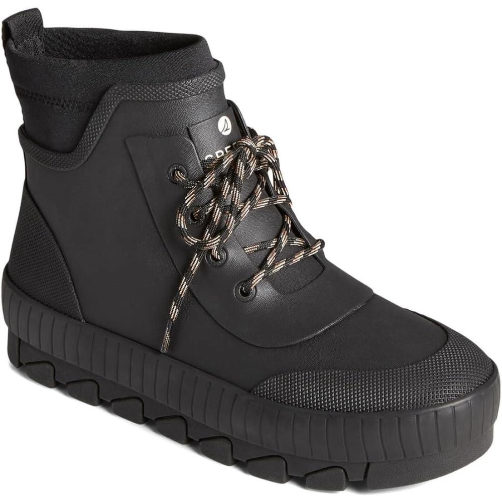 imageSperry Womens Torrent Lace Up Rain BootBlack Rubber