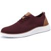imageVILOCY Mens Casual Dress Sneakers Oxfords Business Mesh Breathable Walking Shoes Tennis ComfortableWine Red