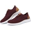 imageVILOCY Mens Casual Dress Sneakers Oxfords Business Mesh Breathable Walking Shoes Tennis ComfortableWine Red