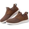 imageVILOCY Mens Slip On Casual Dress Shoes Hands Free Fashion Sneakers Mesh Tennis Walking Work Shoes Comfortable Breathable Lightweight Non SlipAll Brown
