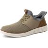imageVILOCY Mens Slip On Casual Dress Shoes Hands Free Fashion Sneakers Mesh Tennis Walking Work Shoes Comfortable Breathable Lightweight Non SlipKhaki