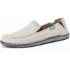 imageVILOCY Mens Slip on Deck Shoes Casual Canvas Loafers Beach Boat Shoes Zero Drop Vintage FlatBeige White