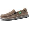 imageVILOCY Mens Slip on Deck Shoes Casual Canvas Loafers Beach Boat Shoes Zero Drop Vintage FlatBrown