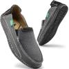 imageVILOCY Mens Slip on Deck Shoes Casual Canvas Loafers Beach Boat Shoes Zero Drop Vintage FlatGrey