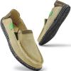 imageVILOCY Mens Slip on Deck Shoes Casual Canvas Loafers Beach Boat Shoes Zero Drop Vintage FlatTan