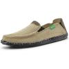 imageVILOCY Mens Slip on Deck Shoes Casual Canvas Loafers Beach Boat Shoes Zero Drop Vintage FlatTan
