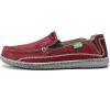 imageVILOCY Mens Slip on Deck Shoes Casual Canvas Loafers Beach Boat Shoes Zero Drop Vintage FlatWine Red