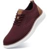imageVILOCY Mens Casual Dress Sneakers Oxfords Business Mesh Breathable Walking Shoes Tennis ComfortableWine Red