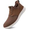 imageVILOCY Mens Slip On Casual Dress Shoes Hands Free Fashion Sneakers Mesh Tennis Walking Work Shoes Comfortable Breathable Lightweight Non SlipAll Brown