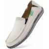 imageVILOCY Mens Slip on Deck Shoes Casual Canvas Loafers Beach Boat Shoes Zero Drop Vintage FlatBeige White