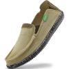imageVILOCY Mens Slip on Deck Shoes Casual Canvas Loafers Beach Boat Shoes Zero Drop Vintage FlatTan
