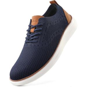 imageVILOCY Mens Casual Dress Sneakers Oxfords Business Mesh Breathable Walking Shoes Tennis ComfortableDark Blue