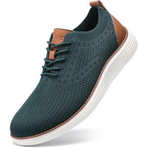 imageVILOCY Mens Casual Dress Sneakers Oxfords Business Mesh Breathable Walking Shoes Tennis ComfortableGreen
