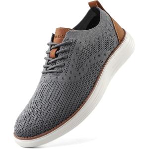 imageVILOCY Mens Casual Dress Sneakers Oxfords Business Mesh Breathable Walking Shoes Tennis ComfortableGrey