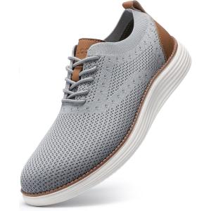 imageVILOCY Mens Casual Dress Sneakers Oxfords Business Mesh Breathable Walking Shoes Tennis ComfortableLight Grey