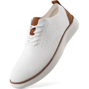 imageVILOCY Mens Casual Dress Sneakers Oxfords Business Mesh Breathable Walking Shoes Tennis ComfortableWhite