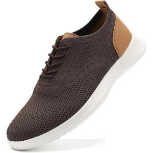 imageVILOCY Mens Fashion Dress Sneakers Casual Walking Shoes Business Oxfords Comfortable Breathable Lightweight Tennis02brown