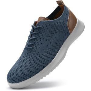 imageVILOCY Mens Fashion Dress Sneakers Casual Walking Shoes Business Oxfords Comfortable Breathable Lightweight Tennis02haze Blue