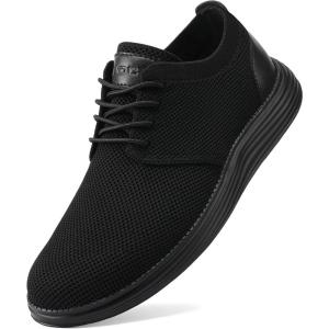 imageVILOCY Mens Fashion Dress Sneakers Casual Walking Shoes Business Oxfords Comfortable Breathable Lightweight TennisAll Black
