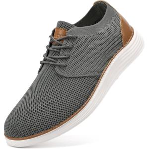 imageVILOCY Mens Fashion Dress Sneakers Casual Walking Shoes Business Oxfords Comfortable Breathable Lightweight TennisGrey