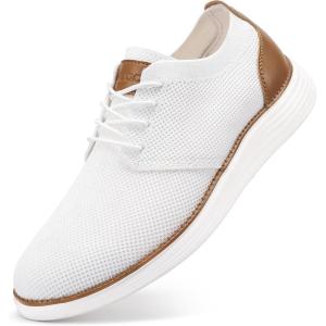 imageVILOCY Mens Fashion Dress Sneakers Casual Walking Shoes Business Oxfords Comfortable Breathable Lightweight TennisWhite