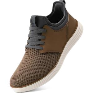imageVILOCY Mens Slip On Casual Dress Shoes Hands Free Fashion Sneakers Mesh Tennis Walking Work Shoes Comfortable Breathable Lightweight Non SlipBrown
