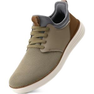 imageVILOCY Mens Slip On Casual Dress Shoes Hands Free Fashion Sneakers Mesh Tennis Walking Work Shoes Comfortable Breathable Lightweight Non SlipKhaki