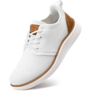 imageVILOCY Boys Slip On Casual Dress Sneaker Hands Free Fashion Shoes Comfortable Oxfords Mesh Tennis Breathable School Uniform Formal Church ShoesLittle KidBig KidWhite