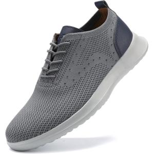 imageVILOCY Mens Casual Dress Oxfords Shoes Knit Lightweight Breathable Fashion Sneaker02grey
