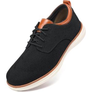 imageVILOCY Mens Wide Casual Dress Oxfords Business Shoes Fashion Sneakers Mesh Breathable Comfortable Walking ShoesBlack