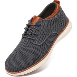 imageVILOCY Mens Wide Casual Dress Oxfords Business Shoes Fashion Sneakers Mesh Breathable Comfortable Walking ShoesGrey