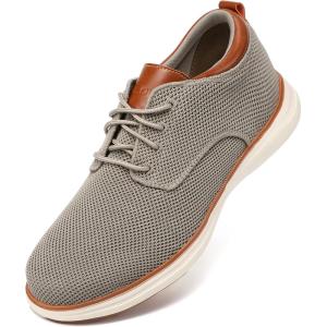 imageVILOCY Mens Wide Casual Dress Oxfords Business Shoes Fashion Sneakers Mesh Breathable Comfortable Walking ShoesKhaki